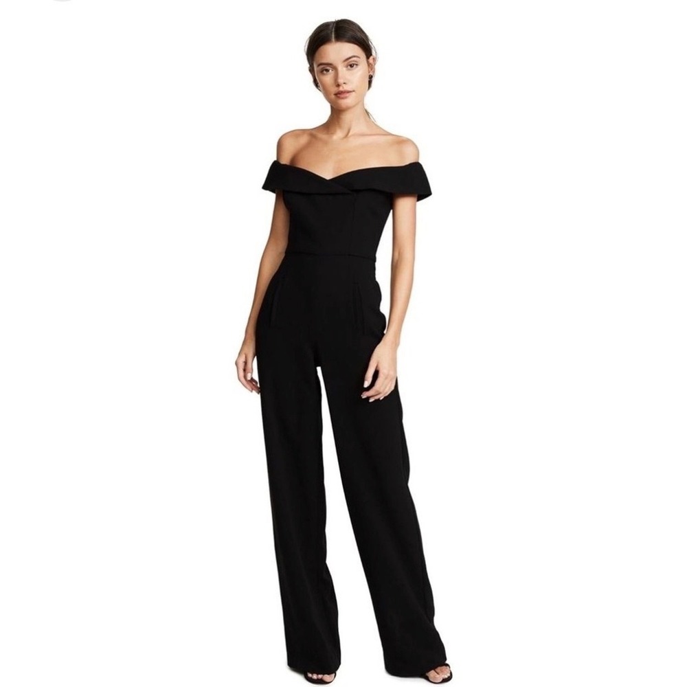 Black Halo Yoli Off‎ The Shoulder Wide Leg Jumpsuit Black Size 0